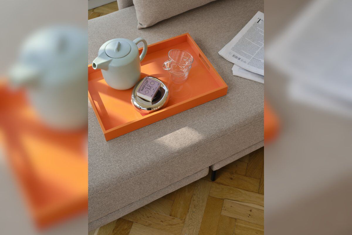 Welche Farbe passt zu Orange: orange-tablett-akzent